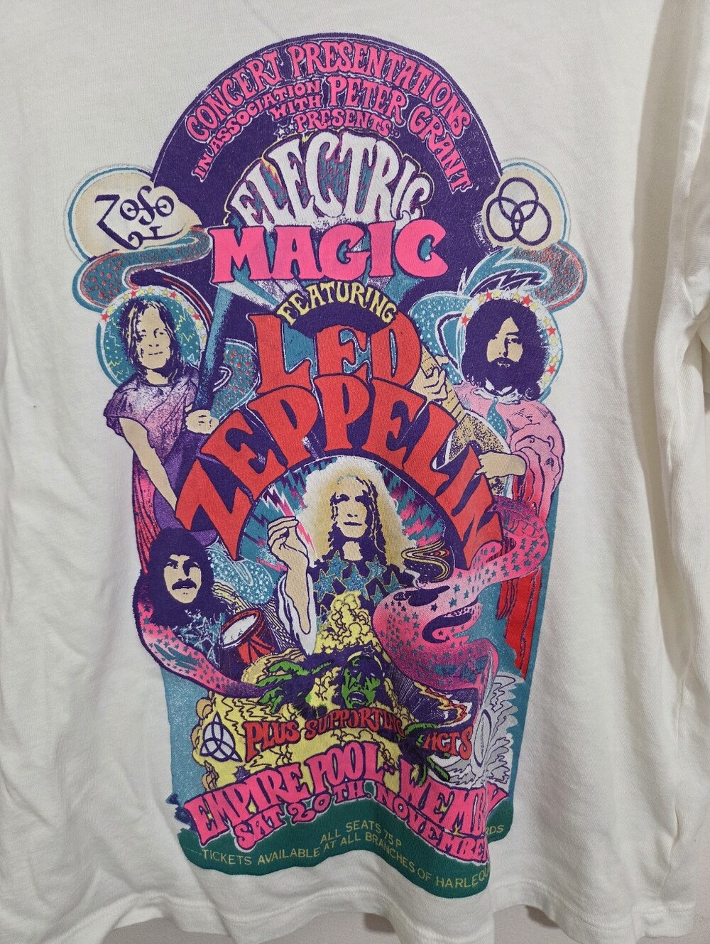 DAYDREAMER Led Zeppelin T-Shirt Graphic Tee XS Boho Colorful Electric Magic - Picture 3 of 8